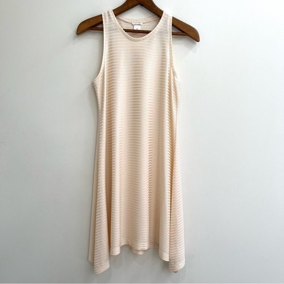 Club Monaco sleeveless ribbed midi dress textured knit shark bite hem size small - Picture 1 of 8